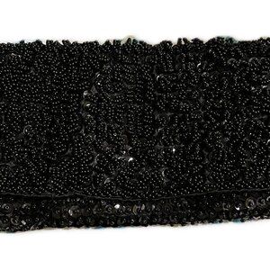 Vintage Black Beaded Satin Clutch